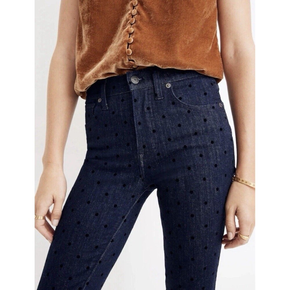 Madewell 9” High Rise Skinny Flocked Dot Jeans Women’s 32x28.5